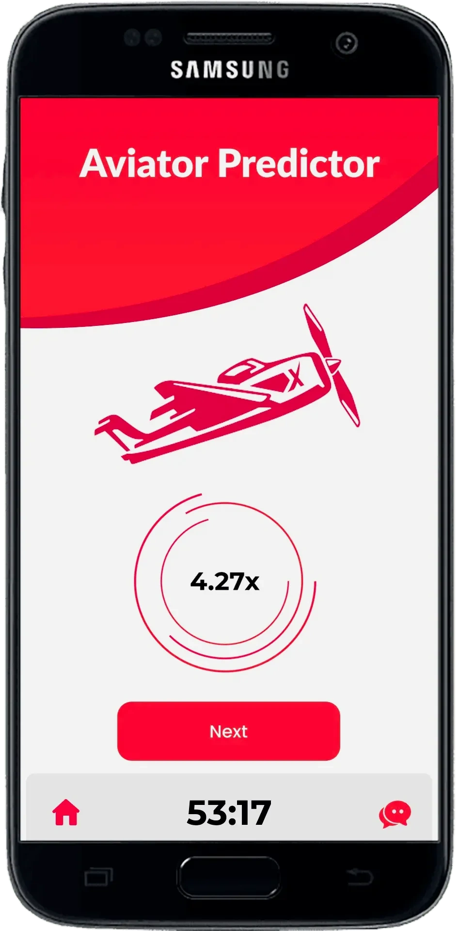 Aplicativo Aviator em um smartphone